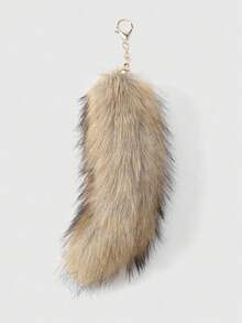 ROMWE Kawaii 1 móc khóa túi xách hình đuôi sói/cáo/gấu trúc Y2K Retro thời trang độc đáo ngọt ngào tối giản chất lượng cao, lông giả mềm mại màu nâu ombre chuyển màu, thích hợp cho phụ nữ, trang phục hàng ngày, quà tặng ngày lễ - màu nâu - Xem 12