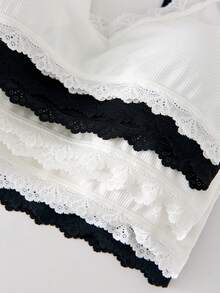 4 Pack Teen Girls White Bras,Lace Trim Bralettes Adjustable Straps Summer Light Support Seamless Look No Underwire Comfortable Everyday Work Sleep - Multicolor - View 5