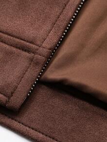 DAZY 男士加厚纯棕色麂皮绒夹克，秋冬季 - 鏽棕色 - 查看 8