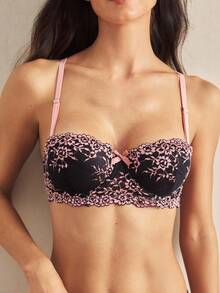Lace Underwire Lingerie Bra, Simple Fashion Casual Everyday Wear - Pink - View 2