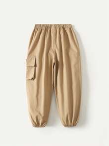 Maija Kids Young Boy Khaki Cargo Pocket Animal Graphic Loose Casual Pants Fall Winter