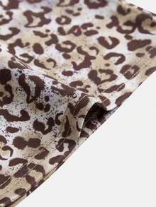 SHEIN Tween Girls' Casual Elegant Knit Leopard Print Criss-Cross Waist Skinny Flare Pants, Back To School, Stylish, Street-Chic, Bell Bottom Pants, Flared Leggings, Leopard Pants Cheetah Print Pants,Kids Clothes Girls,Tween Girl Clothes, Flare Pants Girls, Cheetah Pants - Brown - View 8