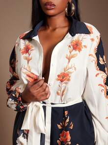 SHEIN SXY Vestito camicia casual da donna taglie forti con stampa retrò (con tasche), abito da vacanza taglie forti, kimono stile francese da vacanza, adatto per uso quotidiano, festival musicali, stile boho, bohémien, uscite, resort, vacanze al mare, vacanze, abbigliamento western, concerti, feste in stile carnevale, strati ricchi, appuntamenti, Ibiza, Nashville, pause, modesto, chic, club, carino, casual, shopping, uscite, coquette, facile da abbinare e snellente, valorizza la figura - Multicolore - Visualizzare 8