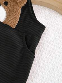 Cozy Pixies Baby Boy Cartoon Bear Pattern Bib, Jumpsuit Versatile & Comfortable - Black - View 5