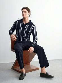 CUCCOO BIZCHIC 奢华男士皮革便士乐福鞋，休闲草编风格一脚蹬平底鞋，配有方便的松紧带，适合春秋季日常穿着、婚礼、宴会、办公室、商务场合的正装鞋 - 黑色 - 查看 6
