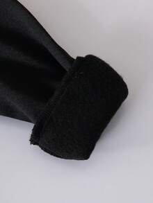 2pcs Young Girl Sporty Outfit, Black Hooded Sweatshirt With Graphic Print, Matching Black Fleece Jogger Pants, & Vibrant Style Suitable For Autumn/Winter Girl Y2k Outfit Girl Cartoon Sweatshirt - Black - View 10