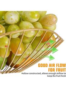 Cesta de frutas de hierro resistente a la oxidación y ventilada - Organizador de almacenamiento de cocina para frutas y aperitivos envasados, organización para la sala de estar o la cocina - Multicolor - Ver 4
