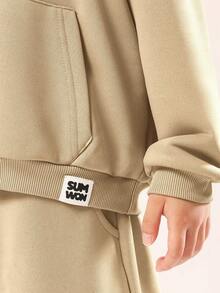 SUMWON Ensemble coordonné de Sweat-shirt à capuche et pantalon pour tout-petits garçons avec imprimé lettres sur la poche avant