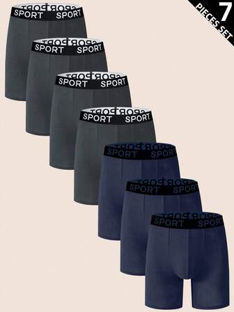 Manfinity Underwear&Sleepwear Basics 7条装男士舒适柔软透气字母腰带平角内裤