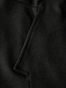 Manfinity Mode 男士纯色翻领单排扣长款大衣，秋冬 - 黑色 - 查看 4