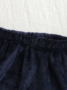 2件套青少年男童休闲毛绒抓绒插肩袖撞色上衣和裤子家居服套装，秋冬季 - 彩色 - 查看 5