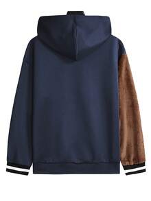 Manfinity Homme Sudadera con capucha holgada para hombres con bolsillo canguro y cordón, con estampado de oso