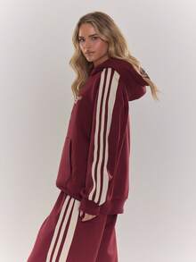 MUSERA Logo V Neck Stripe Side Sweatshirt Cute Going Out Daily  Spring Summer - Multicolor - View 4