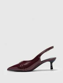 CUCCOO BIZCHIC Women's Pointed Toe Rhinestone Bow Stiletto High Heel Shoes, Elegant Sweet Sexy Fashion Gothic Black Suede Slip-On Pumps For Formal Dress, Afternoon Tea, Date, Party, Banquet, Halloween, Christmas, Thanksgiving, Valentine's Day - Burgundy - View 5