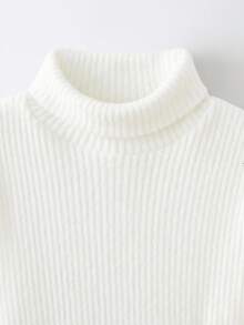 Maija Kids 少女白色罗纹高领长袖T恤和千鸟格双排扣短裙套装 - 黑與白 - 查看 5