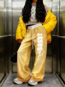 Rovax Fashionable And Street Style Women's Elastic Waist Sweatpants With English Lettering And Star Patterns, Perfect For Street Photography - Multicolor - View 5