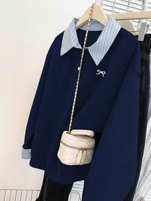 Resyla 秋冬新款休闲学院风女式卫衣 - 寶藍色 - 查看 6