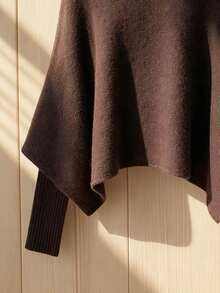 Franclia New Elegant Stylish Turtleneck Pullover Sweater With Cloak Design For Women, Autumn/Winter - Coffee Brown - View 4