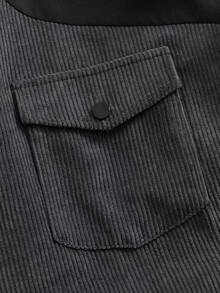 EASEVO Plus Size Men's Corduroy Patchwork Shacket, Autumn/Winter Men Shacket Work Jacket Crop Jacket For Men Men Graphic Jacket Streetwear Jacket - Black - View 6