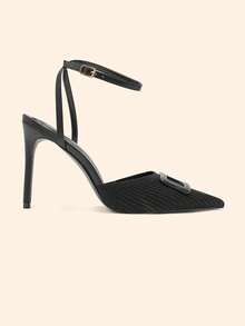 CUCCOO BASICS Women's Pointed Toe Buckle Design Fashion High Heels For Daily Wear - Black - View 10