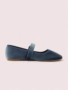 CUCCOO DOLLMOD Bailarinas de terciopelo azul clásicas, elegantes y lindas, de moda versátil para mujer - Azul - Ver 8