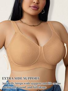 NudeFit 1 pieza Sujetador sin costuras inalámbrico de talla grande - Caqui - Ver 3