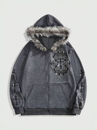 Street Life Teen Boy Cross Graphic Zip-Up Hoodie, Casual & Fashionable