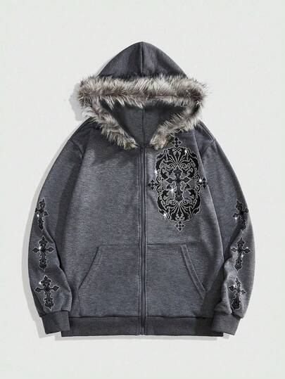 Street Life Teen Boy Cross Graphic Zip-Up Hoodie, Casual & Fashionable