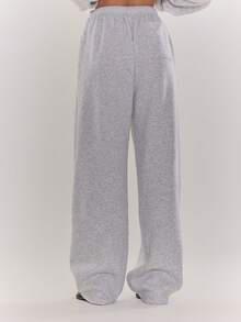 MUSERA 阔腿印花慢跑裤运动套装休闲裤舒适日常秋冬圣诞 - 淺灰色 - 查看 4