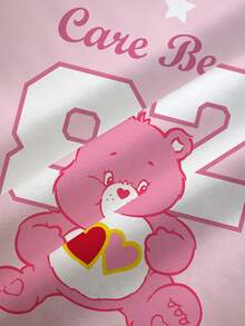 SHEIN X Care Bears Áo thun cổ tròn tay ngắn họa tiết hoạt hình và chữ cỡ lớn - trắng - Xem 7
