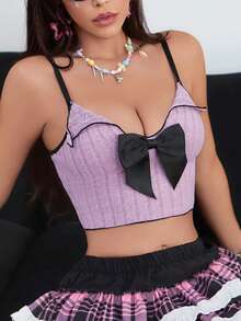 Eraneu 女士性感甜美舒适吊带背心 - 粉色 - 查看 5