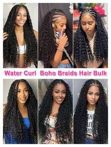 Boho Braids 2 chiếc tóc tết số lượng lớn không có sợi ngang nước xoăn móc tóc con người màu đen tự nhiên tóc nối tóc sóng nước nhỏ không thắt nút tóc nối tóc cho phụ nữ - SNatural - Xem 6