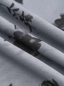 lacRébo Grey High Neck Long Sleeve Mesh Top With Black Floral Print Pattern Spring Summer - Purple - View 9