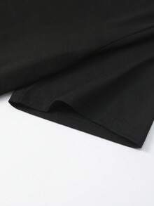 Flirla 2 piezas Camisetas holgadas asimétricas de hombro para mujer, elegantes camisetas oversize de unicolor negro y gris oscuro - Multicolor - Ver 3