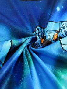 Teen Boy Snug Fit Starry Sky Tech Gamer Luminous Long Sleeve Top And Pants Pajama Set