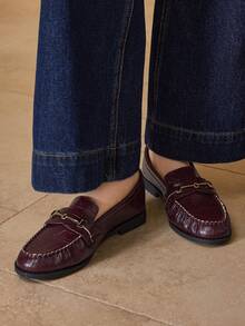 MOTF WOMEN COMFORTABLE RETRO BRITISH STYLE LOAFERS, FASHIONABLE & ELEGANT - Burgundy - View 8