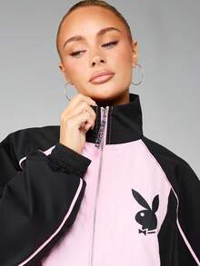 Missguided x Playboy 轻薄撞色立领防风夹克，适合春秋季叠穿 - 彩色 - 查看 3
