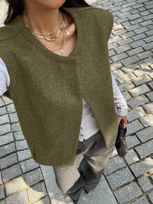 Serisse Veste sans manches en laine décontractée pour femmes, nouvelle arrivée pour l'automne/hiver - Tabac - Voir 3