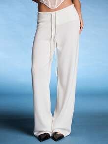 Normani بنطلون كاجوال واسع الساق بخصر مربوط بسحاب، قطن مضلع، مناسب للخريف والشتاء واستخدامات المكتب والعمل وأعياد الميلاد