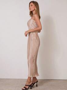 COSMINA 女士纯色褶裥修身长裙 - 杏色 - 查看 4