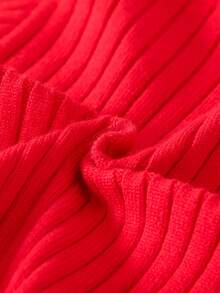 SHEIN Vintaside Kids 女婴针织长袖毛衣，荷叶边领，纯白色/米色，适合秋冬季节穿着，日常休闲及旅行皆宜。 - 紅色 - 查看 4