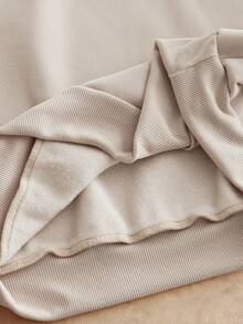 HIMLAND 男士休闲日常通勤百搭撞色抓绒 Polo 领套头衫卫衣搭配抽绳腰带抓绒运动裤套装，秋冬款 - 杏色 - 查看 13