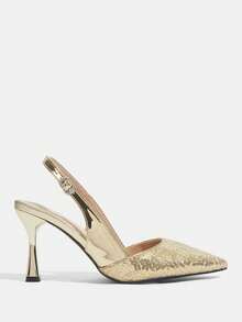 CUCCOO TILAWA Pantofi cu toc înalt și sclipici pentru femei, cu vârf ascuțit și aspect glamuros, la modă