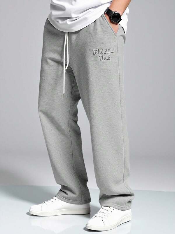 Manfinity Hypemode Men's Casual Solid Color Drawstring Waist Thermal Lined Sweatpants ,Daily Leisure, Weekend Trips, Outdoor Activities, Travel Expeditions, Relaxed Work Environments Or Semi-Formal Occasions,Boyfriend/Husband Gift, Anniversary Gift