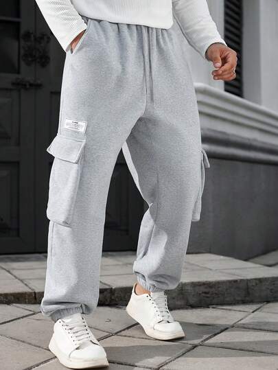 Manfinity CasualCool Men's Casual Drawstring Waist Cargo Sweatpants, Autumn/Winter