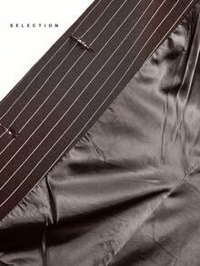 LYSMO 女式条纹腰部收腰西装外套和铅笔裙套装，秋季通勤风格 - 鏽棕色 - 查看 8