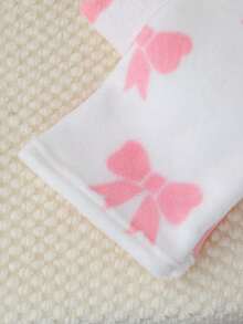 1. Girls Comfortable Minimalist Fashion Bow Plush Long Sleeve & Pants Casual 2 Pieces Loungewear, Soft Flannel Eyelash Embroidery - Red and White - View 4