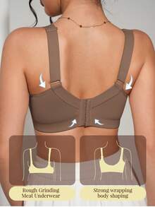 1pc Women's Soft & Comfortable Wireless Adjustable Strap Lift & Support Bra - Mocha Brown - View 2