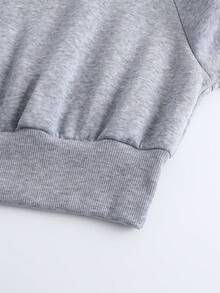 SHEIN 两件套女童休闲短款连帽衫和阔腿裤套装，时尚青少年服装，灰色，保暖，适合秋冬季节穿着。 - 淺灰色 - 查看 4