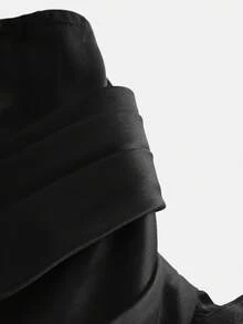 SHEIN Girlism 少女编织纯色网眼连衣裙，配有超大束腰装饰，可爱的 A 字形太阳裙适合派对，淑女，法式优雅，公主风格，适合婚礼季节、生日、花童礼服 - 黑色 - 查看 6